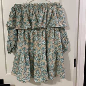Lush off-the-shoulder mini dress!